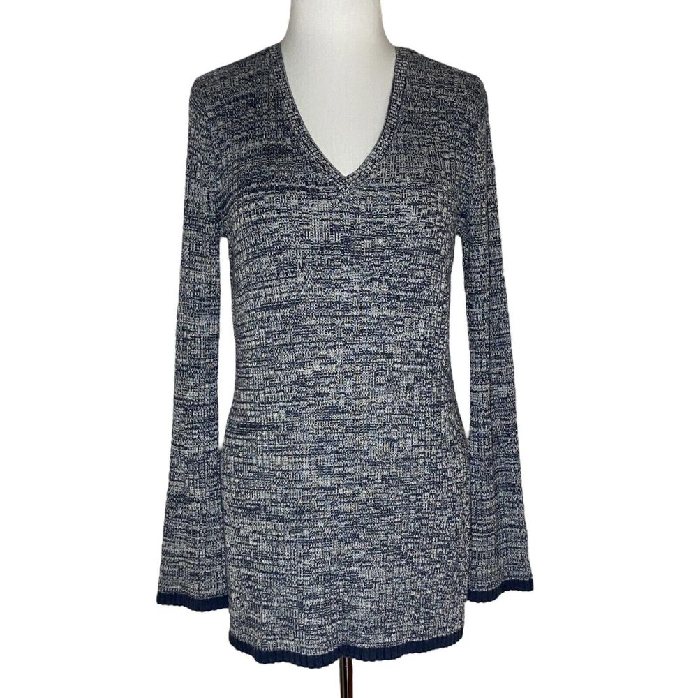 H&M Pullover Sweater Womens Size S Small Blue Grey V-Neck Cottage Core Cabincore